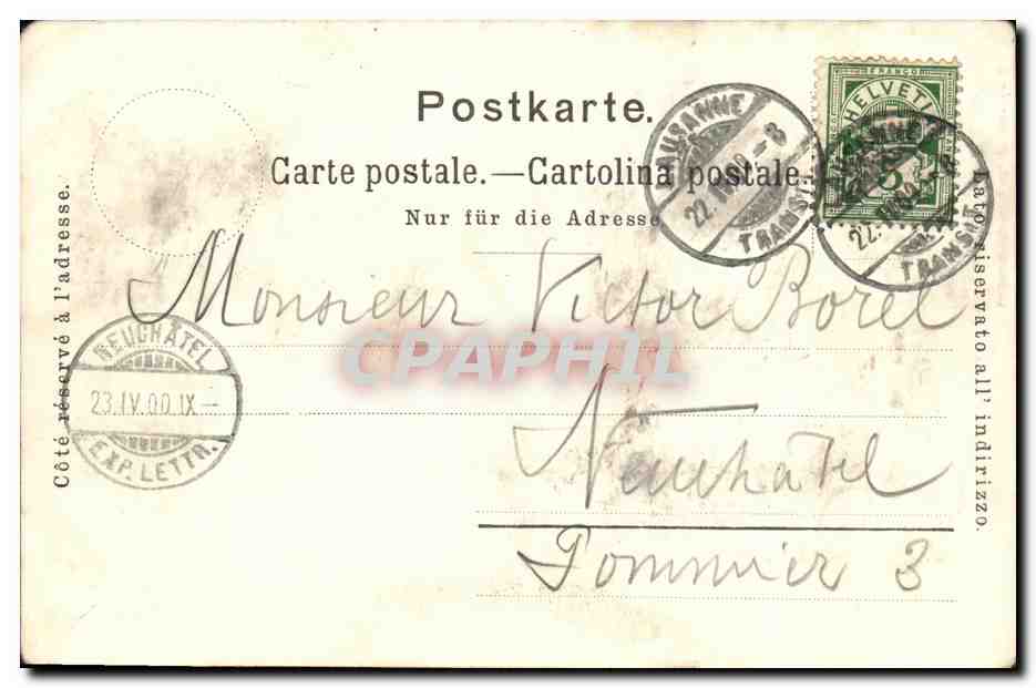 CPA Suisse Souvenir de Lausanne  — Rückseite