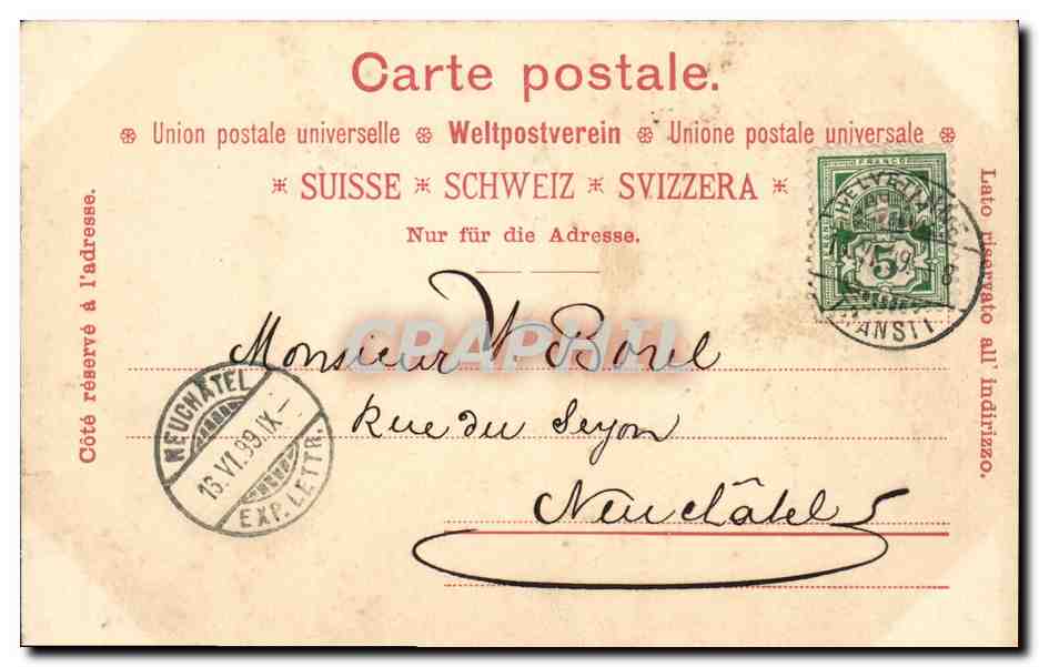 CPA Suisse Lausanne Carte 1899 — Rückseite
