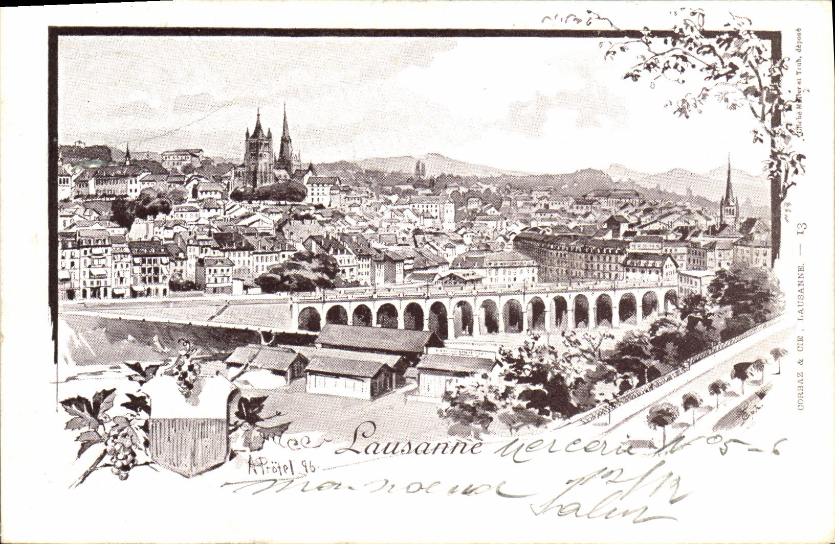 CPA Suisse Lausanne Carte 1899