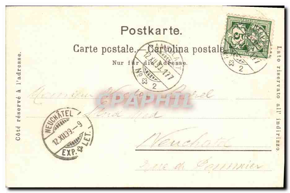 CPA Suisse Lausanne Carte 1899 — Rückseite