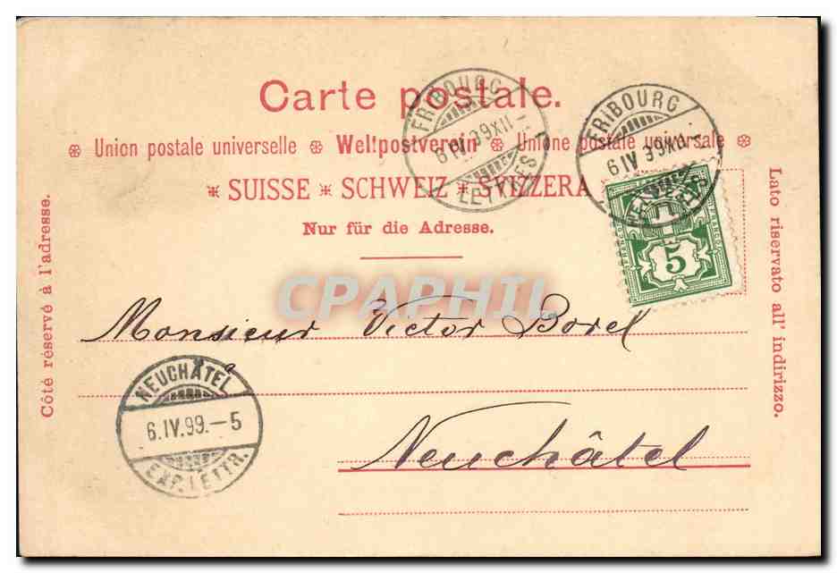 CPA Suisse Lausanne Carte 1899 — Rückseite