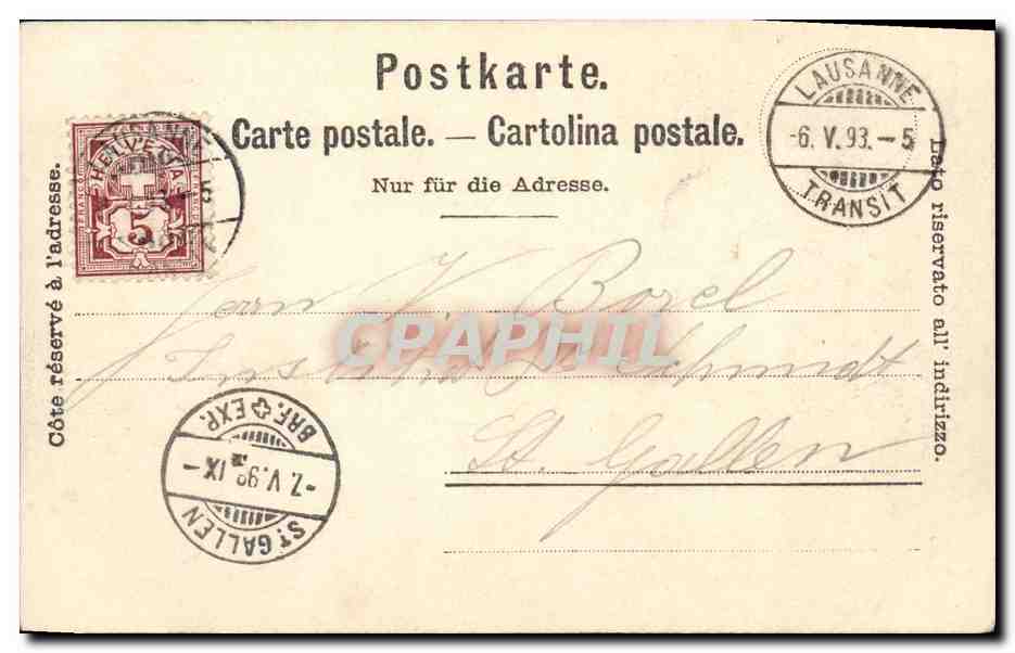 CPA Suisse Lausanne Chateau Carte 1899 — Back