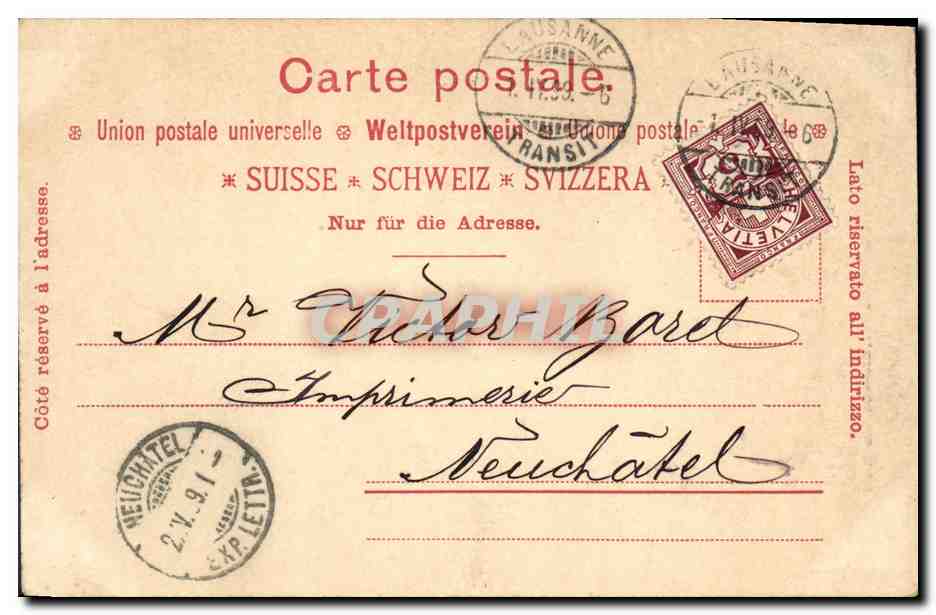 CPA Suisse Lausanne Carte 1899 — Rückseite