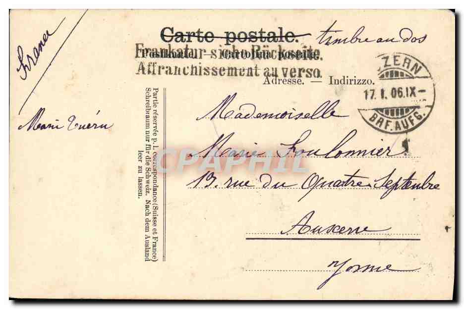 CPA Suisse Luzern und Pilatus  — Rückseite