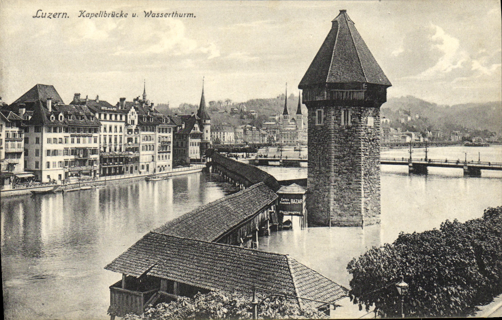 CPA Suisse Luzern Kapellbrucke u Wasserthurm