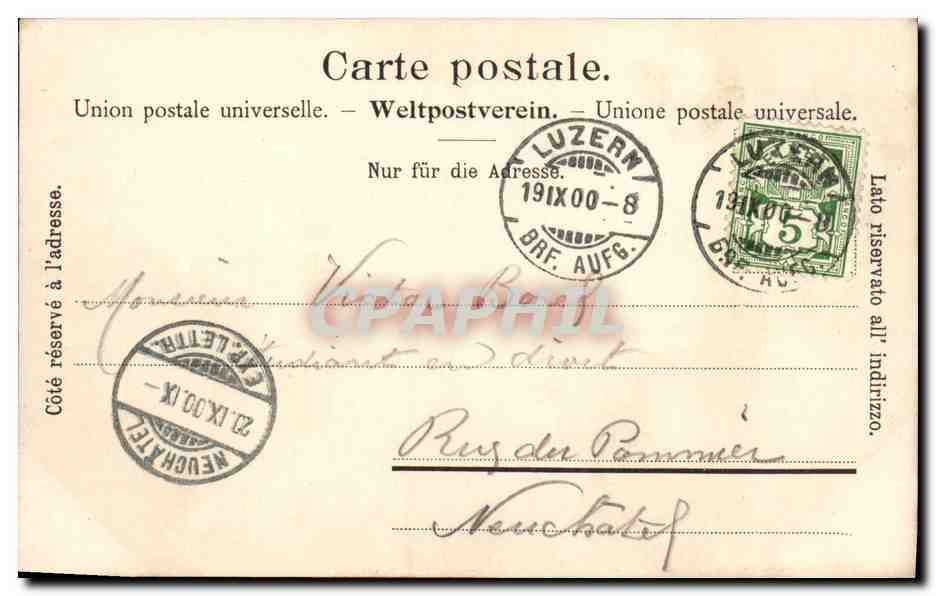 CPA Suisse Luzern Gutech und Musegg Bateaux  — Rückseite