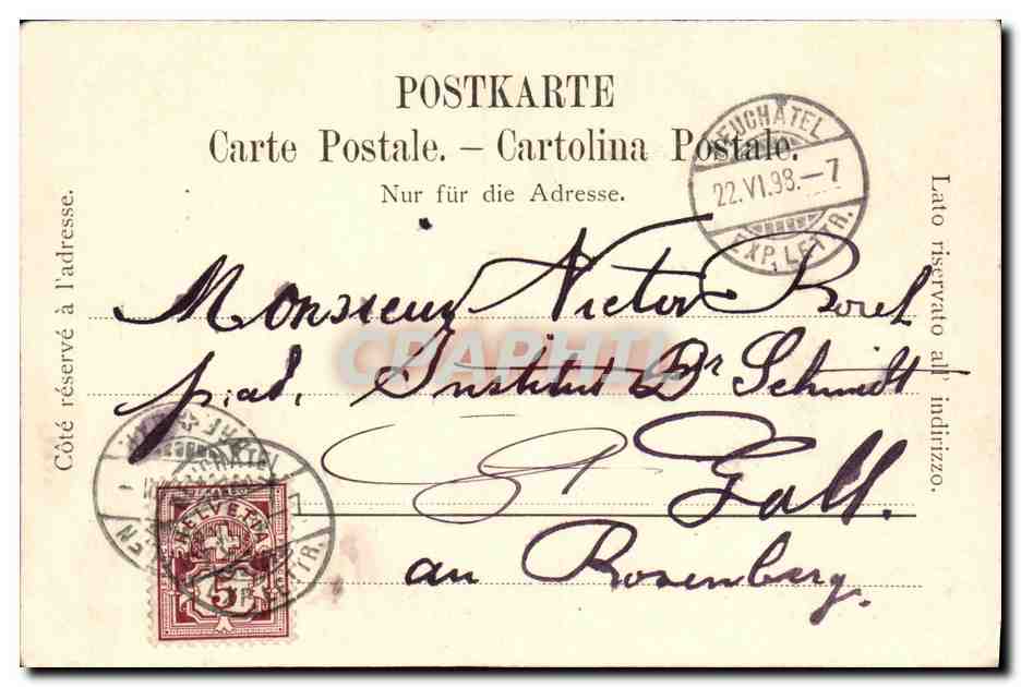 CPA Suisse Neuchatel Tour de Diesse et Maleporte avant l incendie de 1714 CArte 1898 — Verso