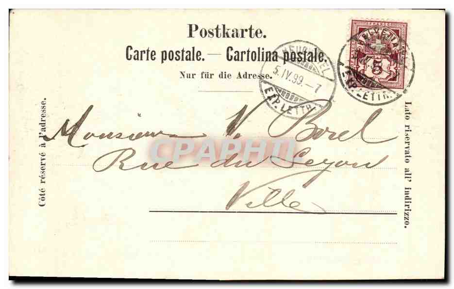 CPA Suisse Neuchatel Aigle ARtilleur 1812 Officier de genie 1812 Militaria Carte 1899 — Rückseite