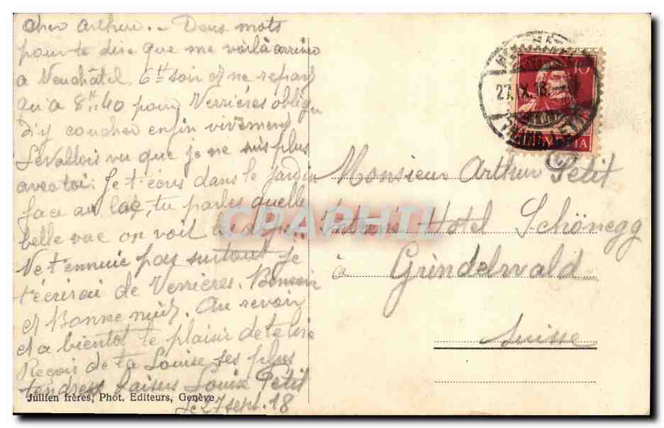 CPA Suisse Neuchatel Le port Bateau  — Verso