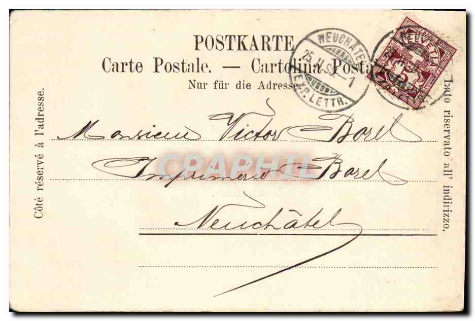 CPA Suisse Neuchatel Porte de l ecluse 1847 Porte Saint Maurice Carte 1899 — Rückseite