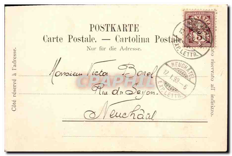 CPA Suisse Neuchatel Rue des Fausses Braies en 1863 Pont des Petites Boucheries en 1840 Carte 1899 — Reverso