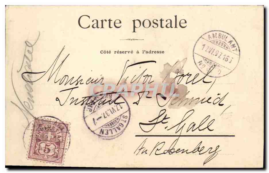 CPA Suisse Neuchatel Carte 1897 — Rückseite