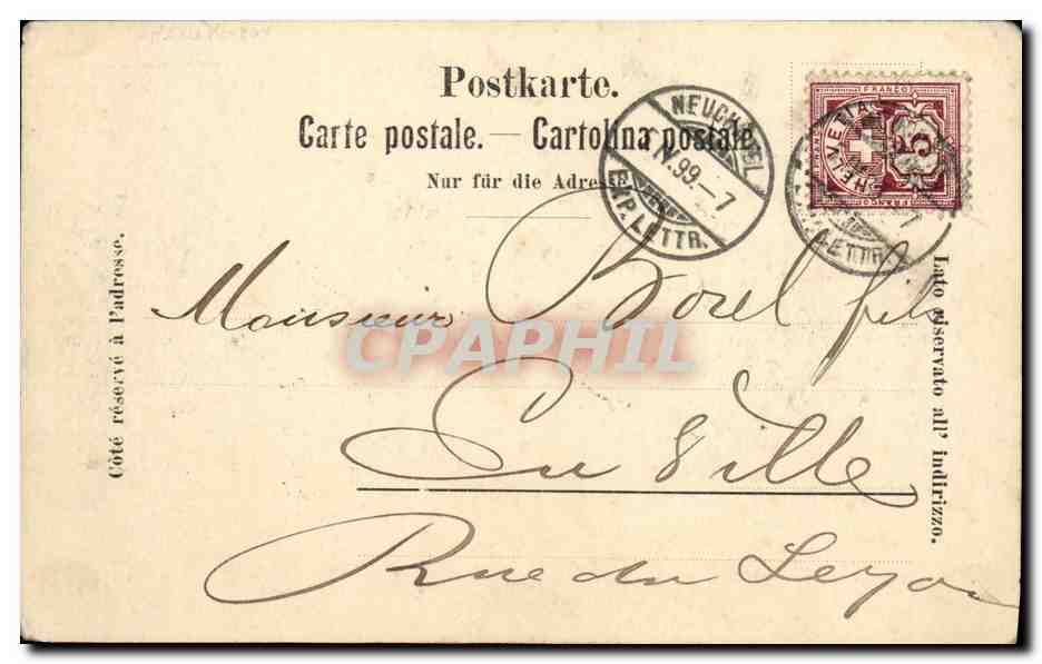 CPA Suisse Neuchatel Pont Alexandre Militaria Carte 1899 — Rückseite