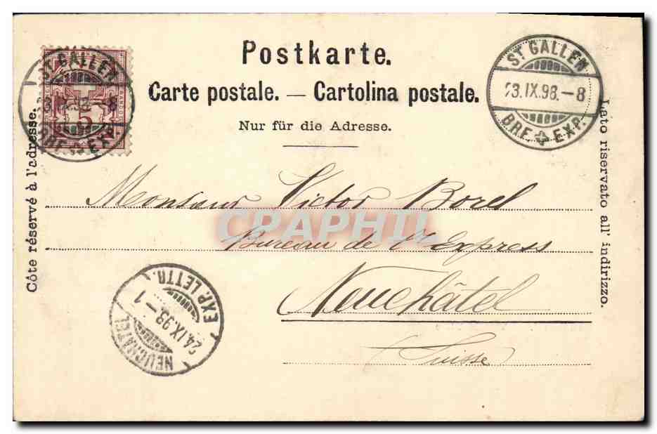 CPA Suisse Neuchatel Vieille ville  — Verso