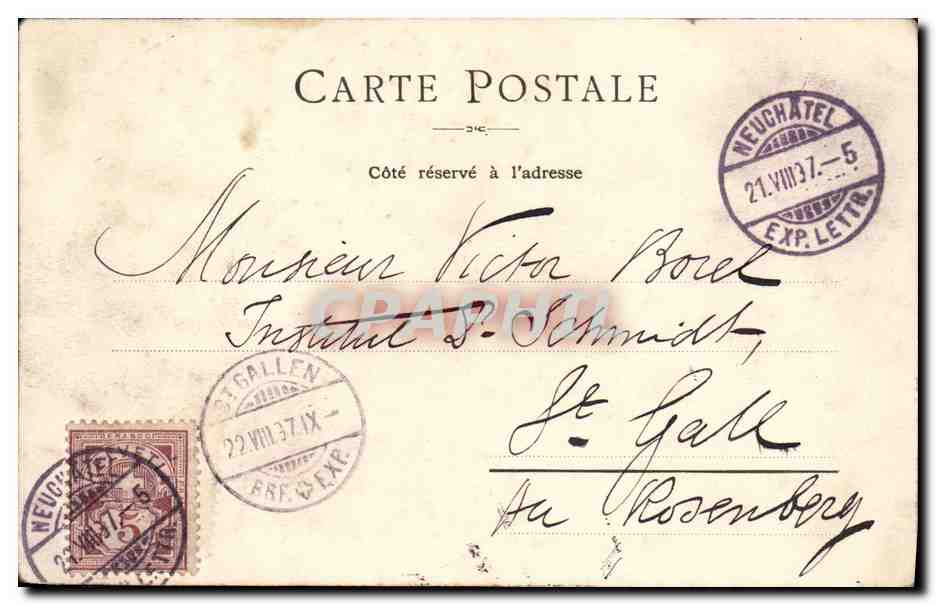 CPA Suisse Neuchatel Carte 1897 — Rückseite