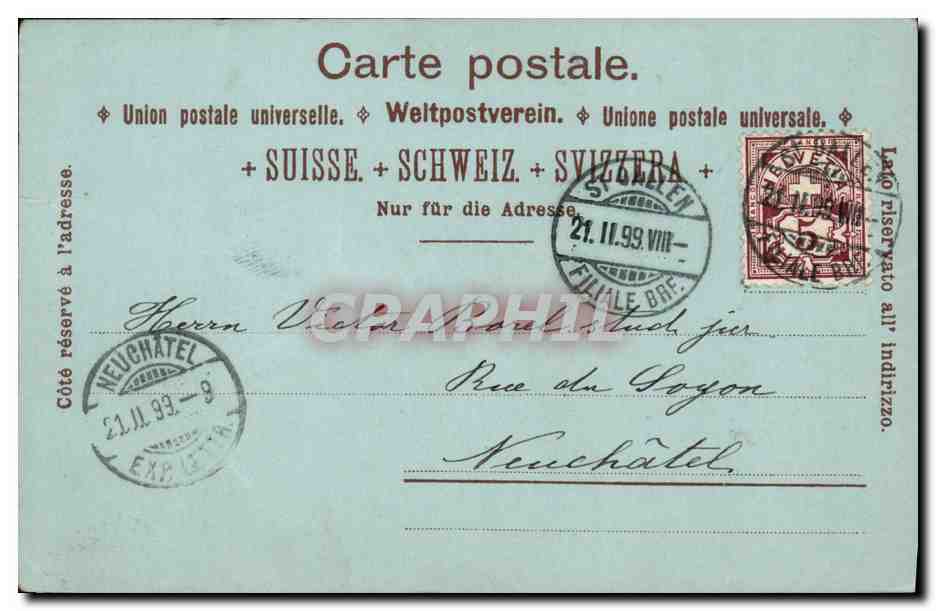 CPA Suisse Gruss aus St Gallen Museum Carte 1899 — Rückseite