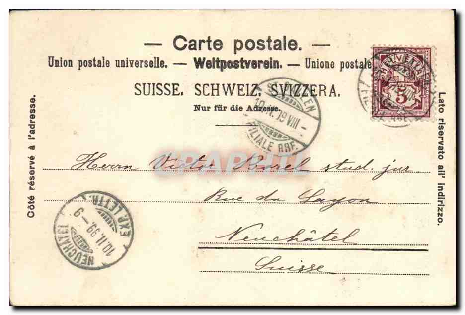 CPA Suisse Gruss aus St Gallen Ours carte 1899 — Verso