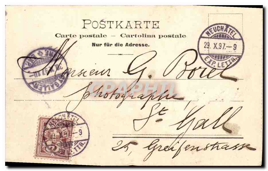CPA Suisse Gruss aus St Gallen Carte 1897 — Rückseite