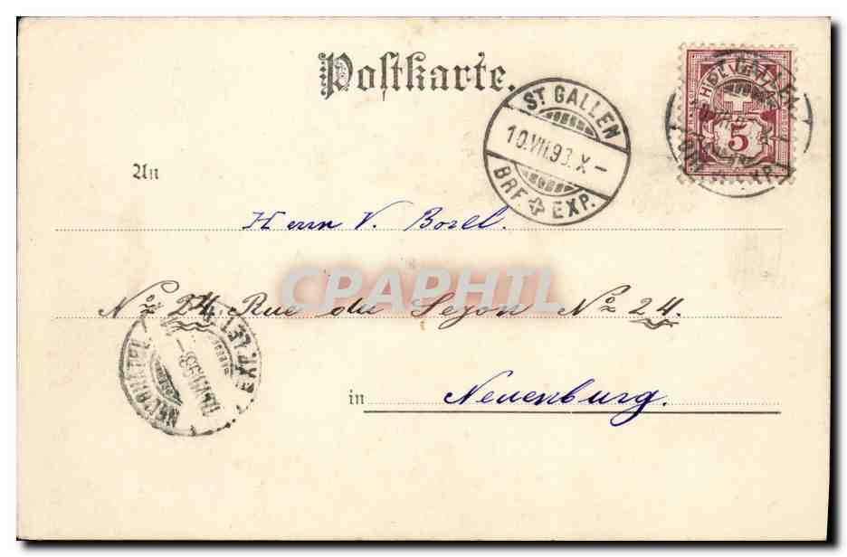 CPA Suisse Institut Dr Schmidt St Gallen Carte 1898 — Rückseite