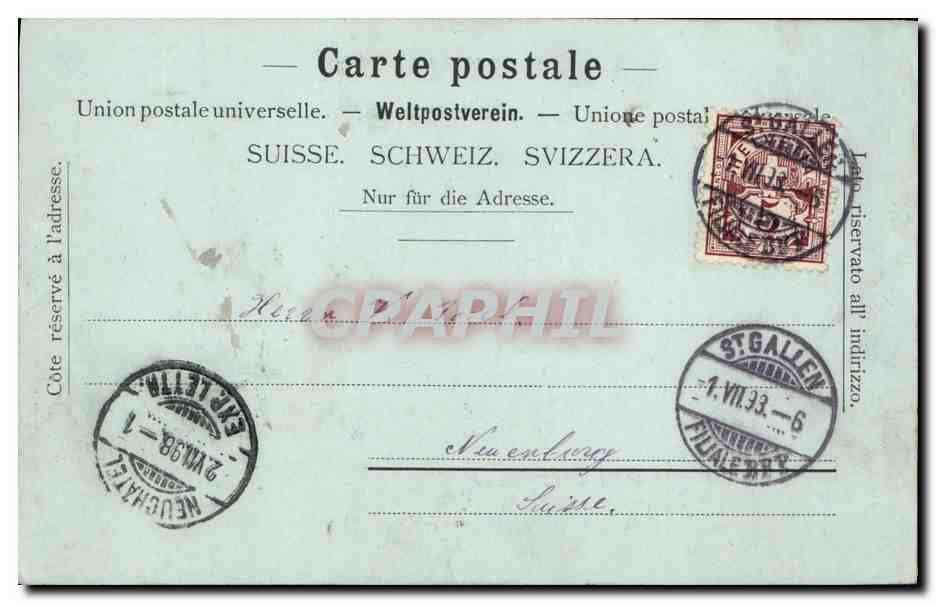 CPA Suisse St Gallen Marktgasse Carte 1898 — Rückseite