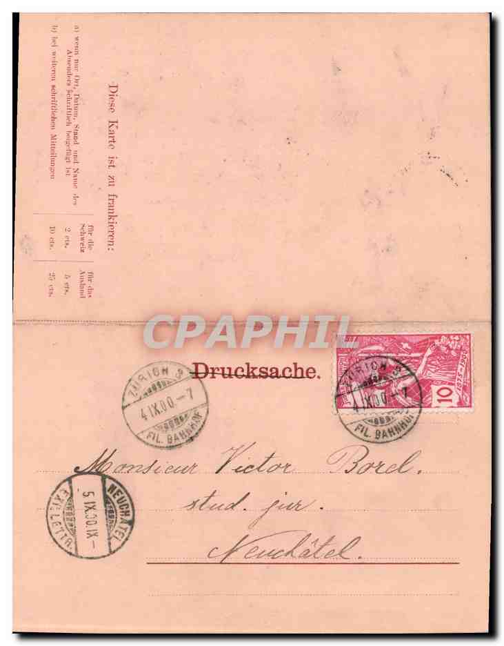 CARTE DOUBLE Suisse Zurich  — Rückseite