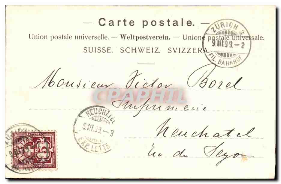 CPA Suisse Zurrcih Waldhaus Dolder Carte 1899 — Back