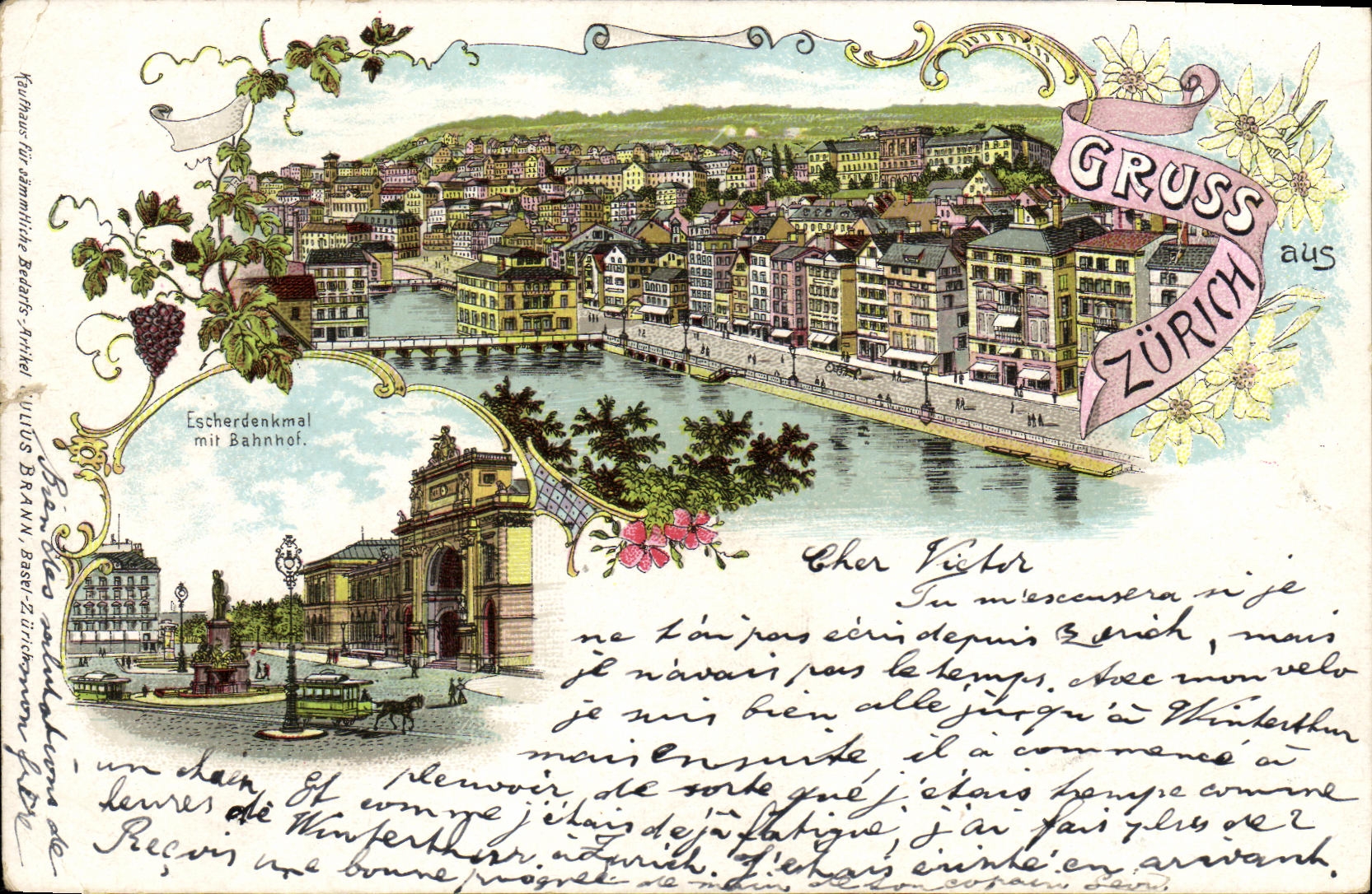 CPA Suisse Gruss aus Zurich Carte 1898