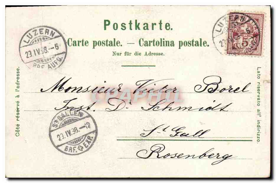 CPA Suisse Gruss aus Zurich Carte 1898 — Rückseite