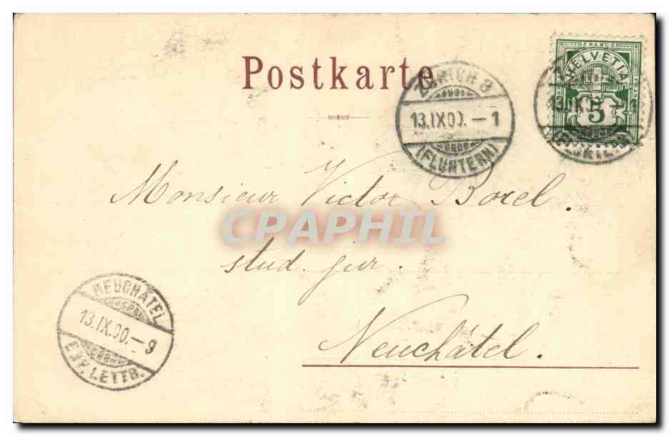 Alt-Zürich — Der alte Seidenhof — Druck von Th. Schäfer — Verso