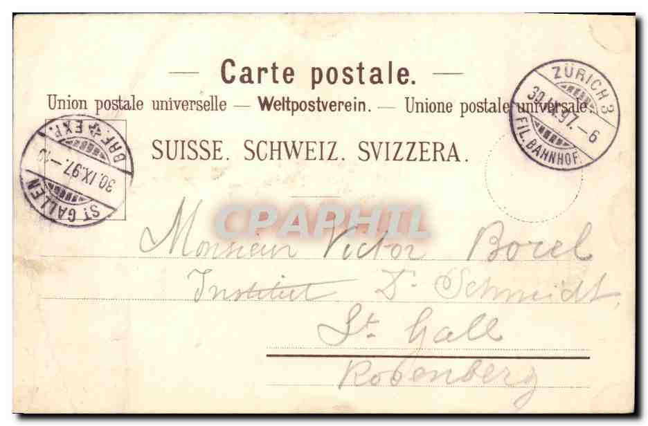 CPA Suisse Zurich Gruss carte 1897 — Back