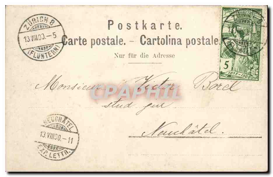 CARTE PHOTO Suisse Zurich  — Back