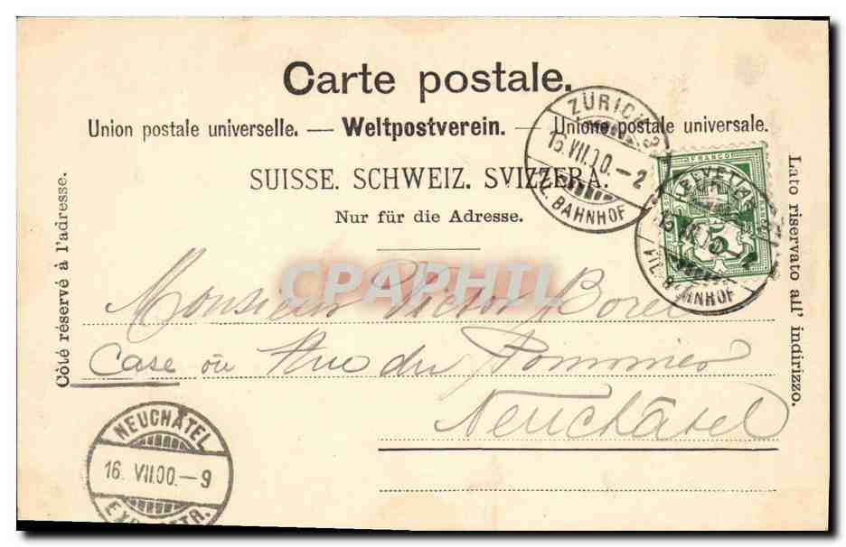 Zurich — Grossmünster et les Alpes — Warenhaus vorm. F. Jelmolf A. G. Zürich, n° de série 14 — Rückseite