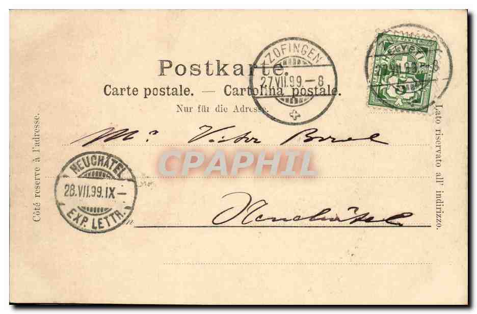 CPA Suisse Gruss aus Zofingen  — Rückseite