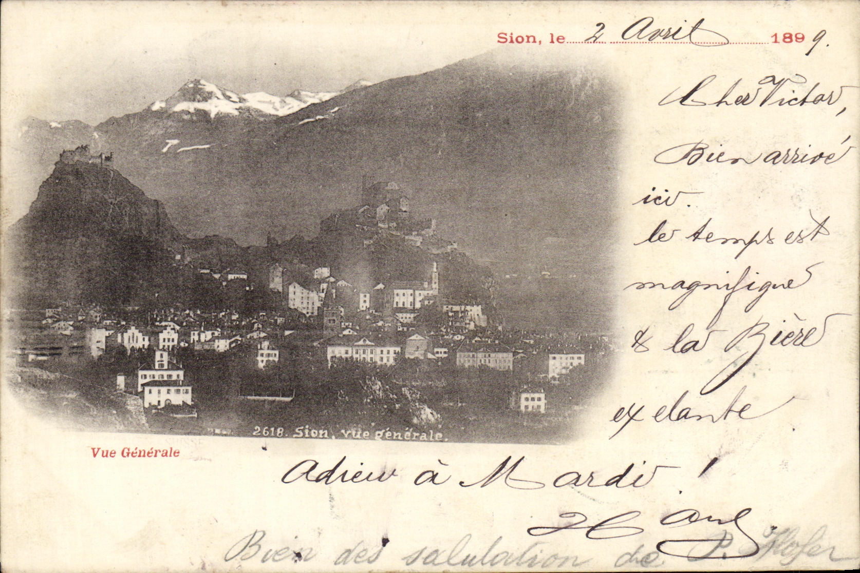 CPA Suisse Sion Vue generale 1899
