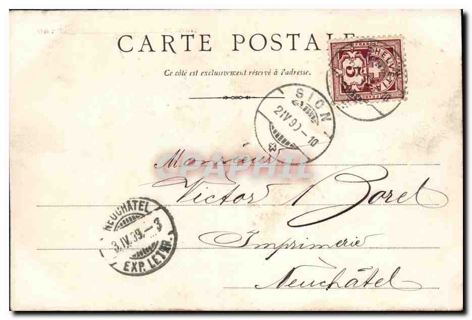 CPA Suisse Sion Vue generale 1899 — Rückseite