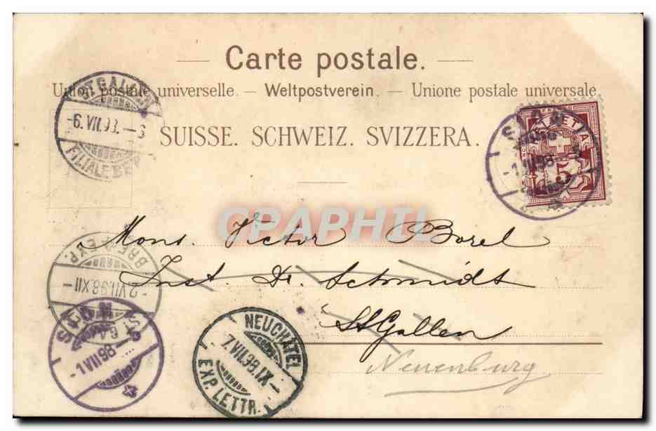 CPA Suisse Sion carte 1898 — Rückseite