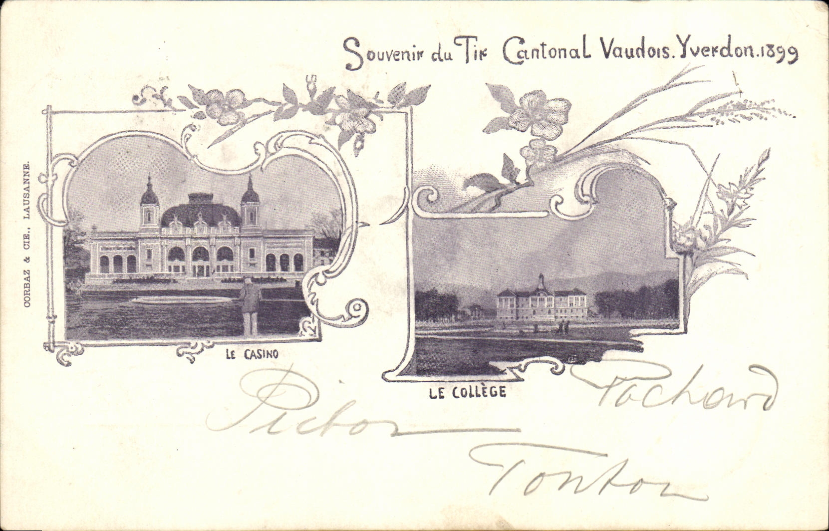 CPA Suisse Souvenir du Tir cantonal Vaudois Yverdon 1899 le casino le college 