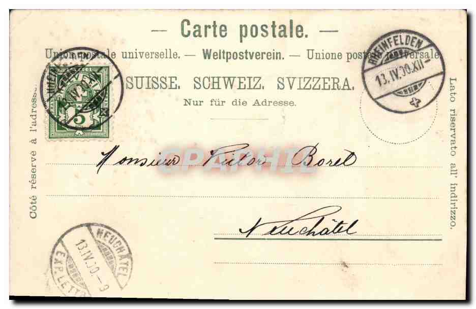CPA Suisse Gradn hotel des Salines Rheinfelden  — Rückseite