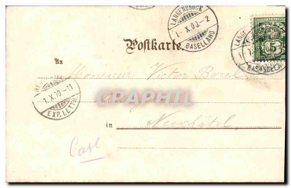 CPA Suisse Gruss aus Langenbruck — Rückseite