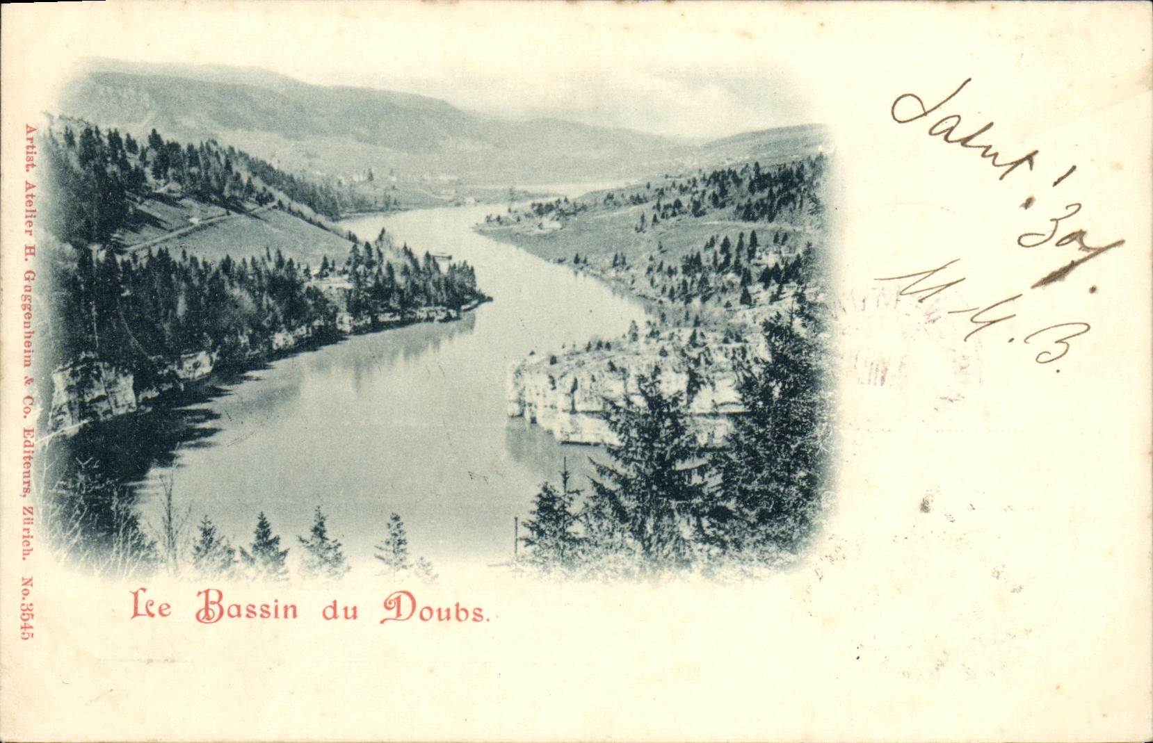 CPA Suisse Le bassin du Doubs Carte 1899