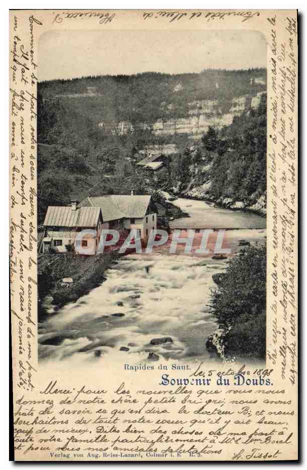 CPA Suisse Souvenir du Doubs Rapides du Saut Carte 1898