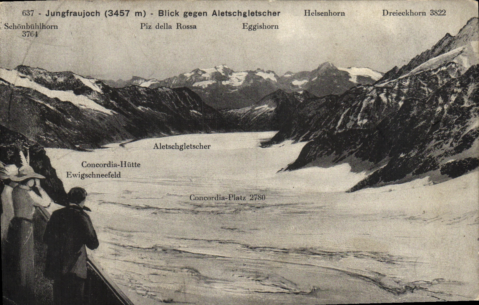 CPA Suisse Jungfraujoch Blick gegen Aletschgletscher 