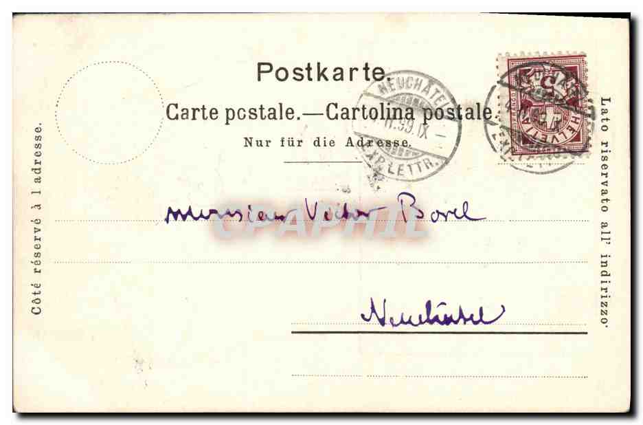 CPA Suisse Payerne 1899 Reine Berthe carte 1899 — Rückseite