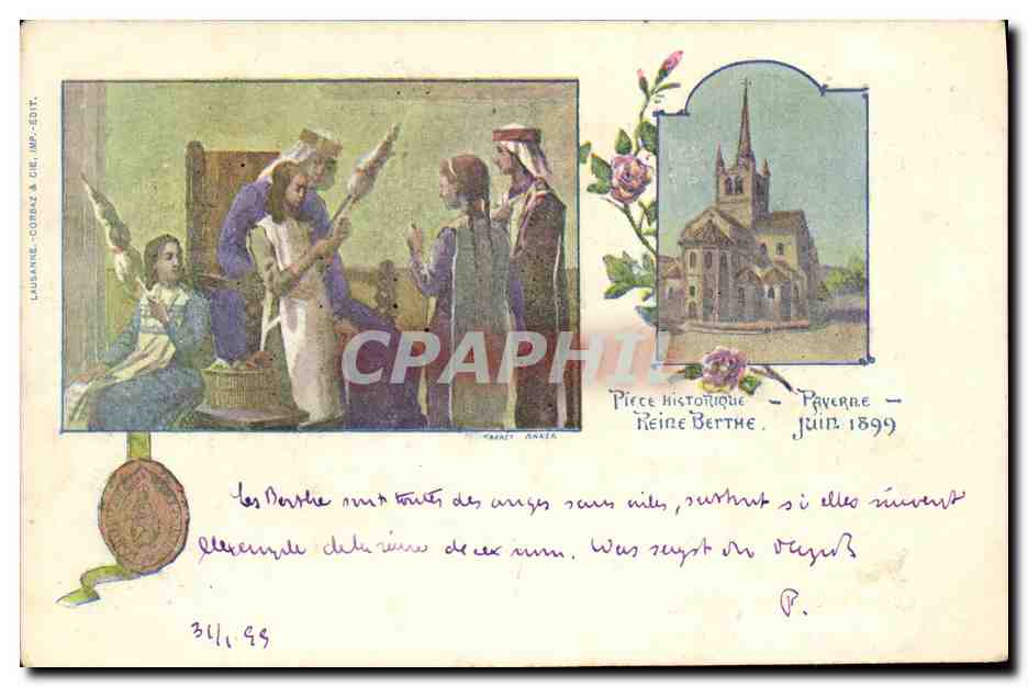 CPA Suisse Paverne Reine Berthe 1899 Carte 1899