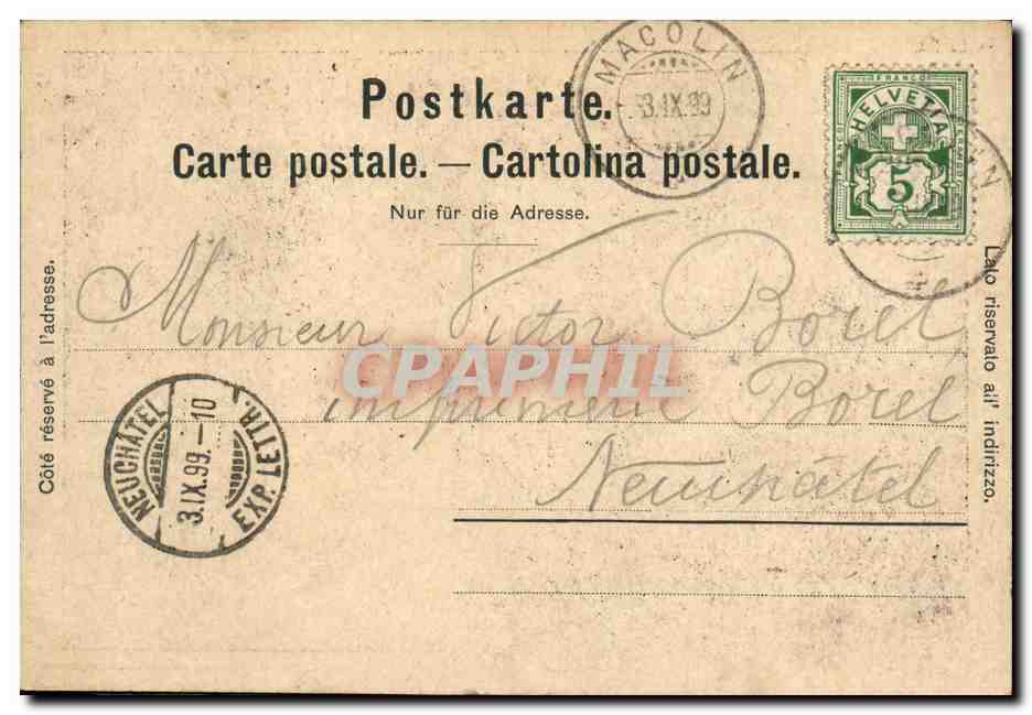 CPA Suisse Souvenir de Macolin Carte 1899 — Back