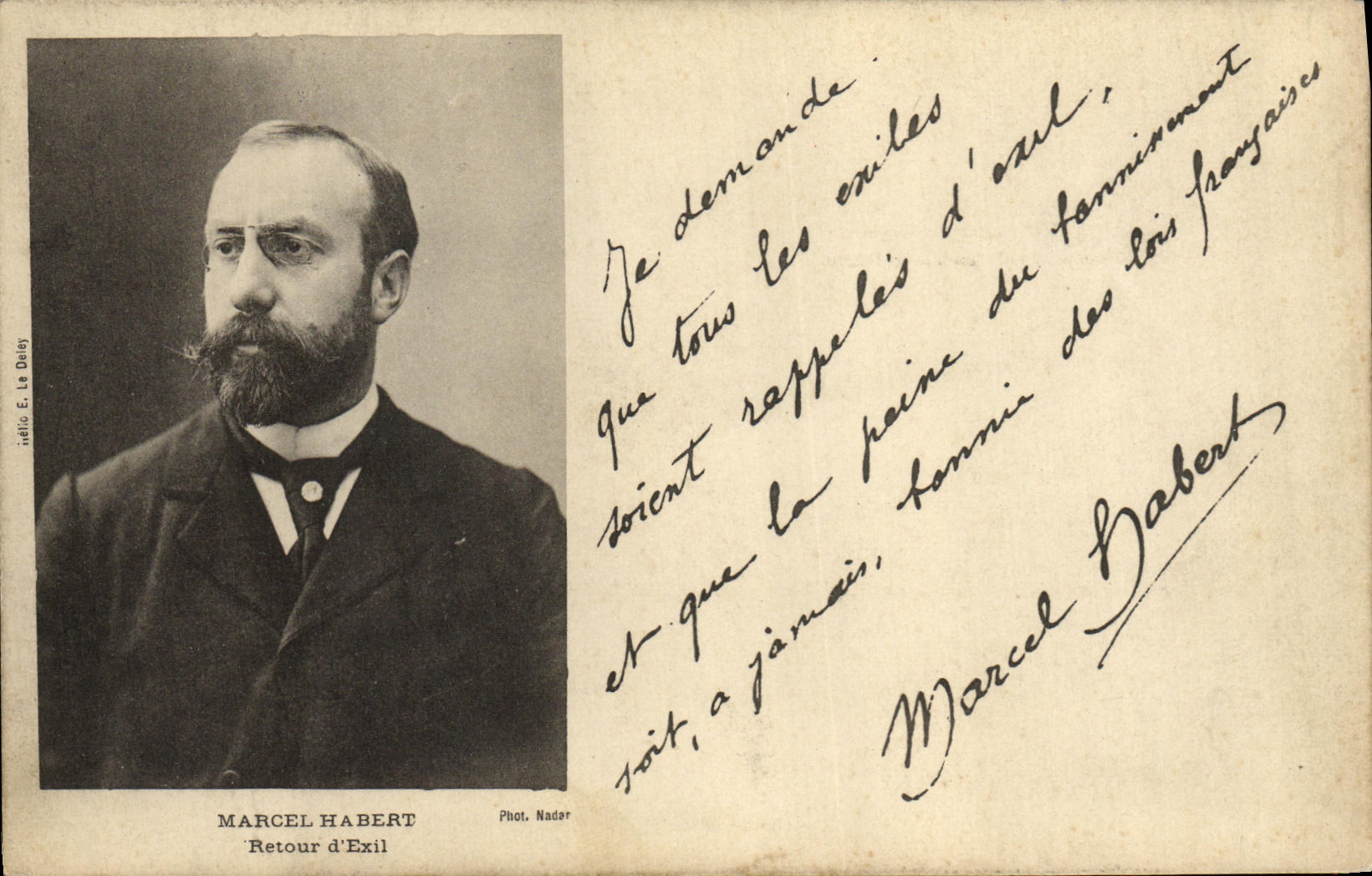 Marcel Habert — Retour d'Exil — Phot. Nadar
