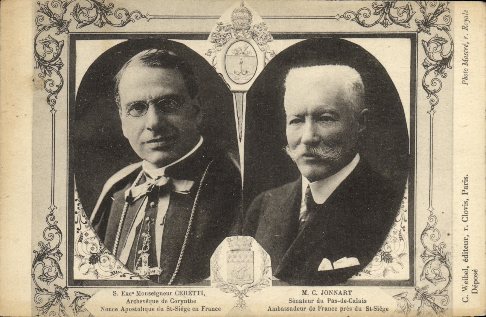 CPA Monseigneur Ceretti Archeveque de Corynthe Jonnart senateur Pas de Calais Ambassadeur de France au St Siege