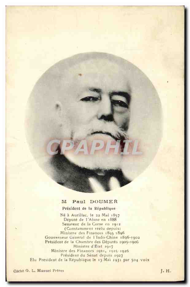CPA President de la Republique Paul Doumer Aurillac 1857 1888
