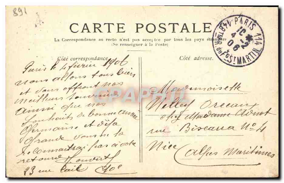 CPA President de la Republique Fallieres — Rückseite