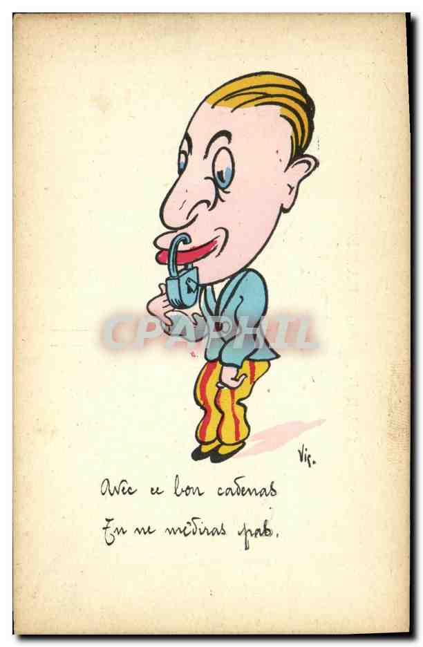 CPA Humour Homme cadenas
